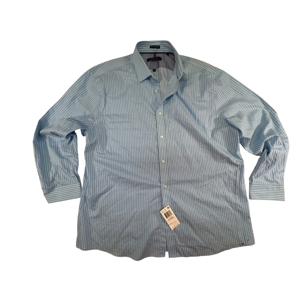 Tommy Hilfiger dress shirt Men's size 17.5 - 32-33 blue slim striped